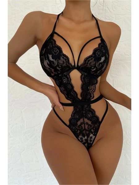 Siyah Dantelli Babydoll Gecelik