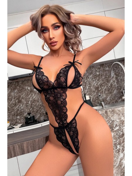 Özel Bölgesi Açık Dantelli Babydoll Gecelik