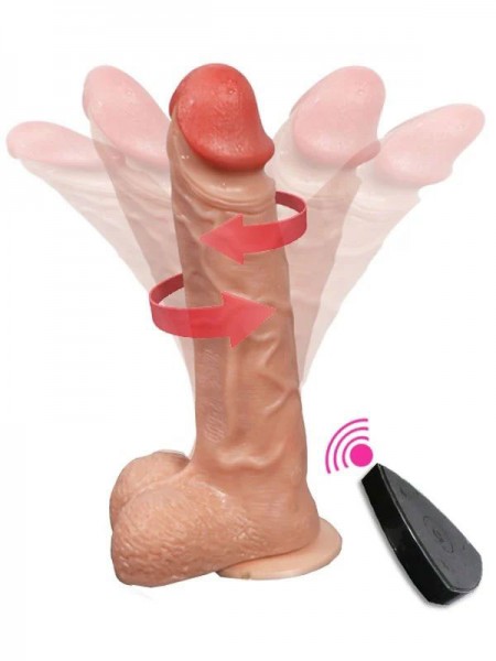 Şarjlı Titreşimli Döner Başlı Gerçekçi Vibratör Dildo 20.5cm